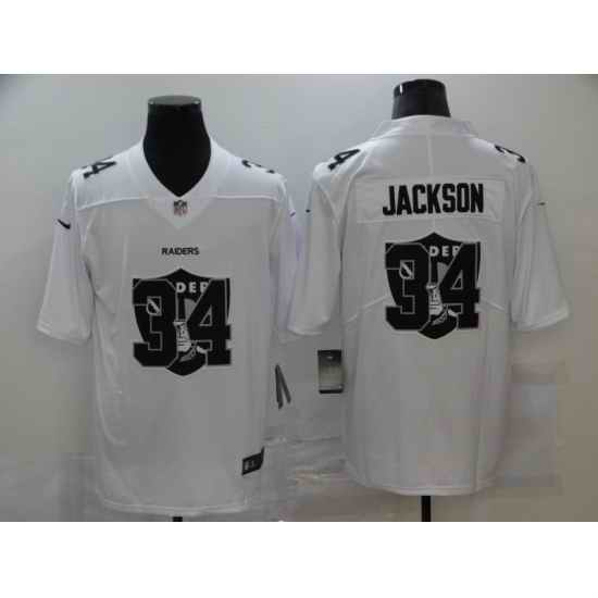 Nike Las Vegas Raiders 34 Bo Jackson White Shadow Logo Limited Jersey